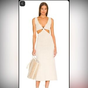 Cult Gaia Bank Elegant Cream Cut-Out Dress